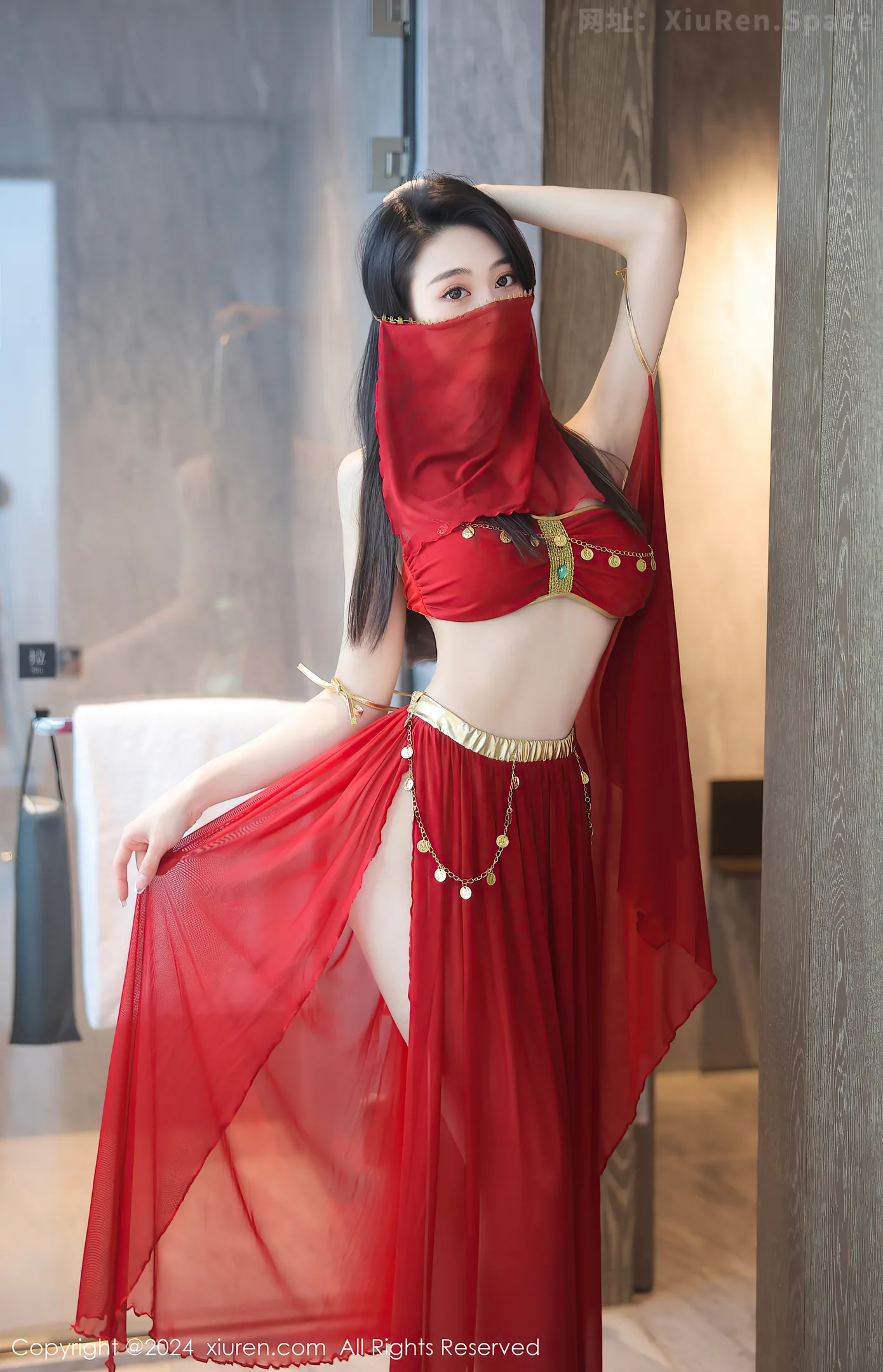 图片[6]-[XiuRen秀人网]VOL.8420 模特清妙异域舞娘装扮性感红色舞裙秀曼妙身姿修长美腿迷人写真93P-秀人网官方网站